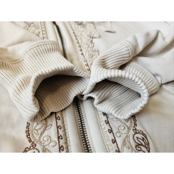 Eddie Bauer Full Zip Hooded Sweatshirt Sherpa Lined Women's Size Medium Ivory - Picture 5 of 13